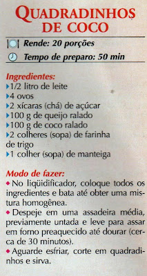 RECEITA DE QUADRADINHOS DE COCO