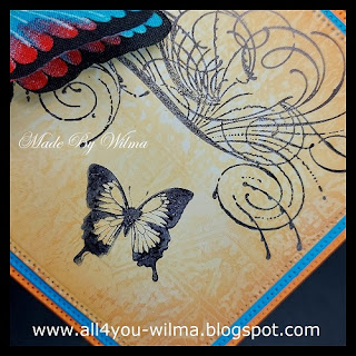 Zomaar een kaartje, Just a card, Waxpapier, Wax paper, Vlinders, Butterflies, Inkt, Ink, Blauw, Blue, Orange, Papicolor, Crealies, All4You, ALL4YOU