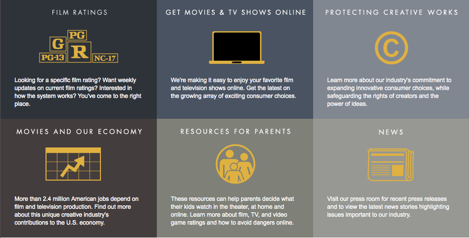 mpaa rating screen. Options such as film rating