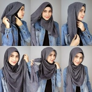 cara memakai hijab segi empat simple dan mudah