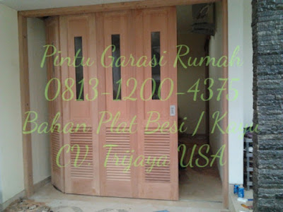 Pintu garasi lipat kayu jati