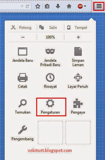 Menu Mozilla untuk menghilangkan Jardiknas