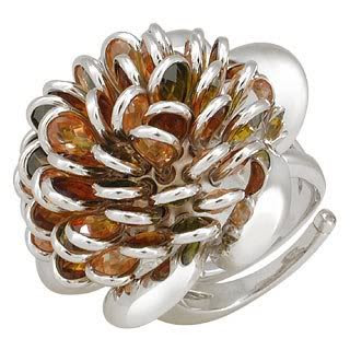 Nuovegioie Sterling Silver and Colored Zircon Flower Ring