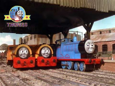 The tank engine Edward exploit day with characters Bill and Ben trains at Thomas station platform
