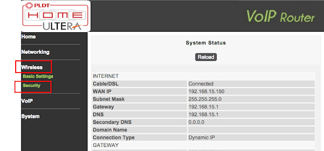 PLDT Ultera Wireless Security Settings