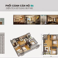 
Mặt bằng thiết kế căn hộ B6 chung cư The Garden Hill
