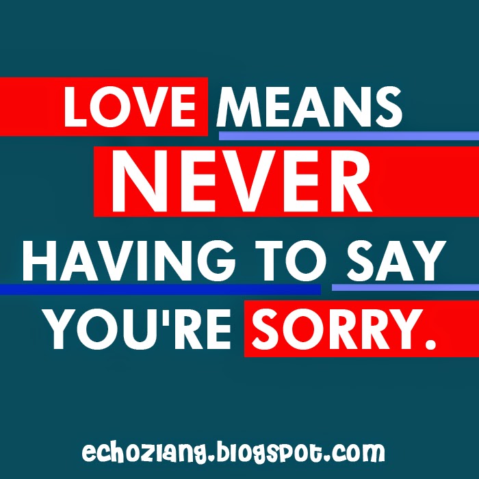 Love means never having to say you're sorry.