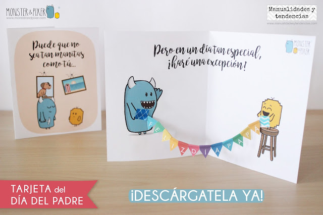 Tarjeta para el día del padre de Monster & Pixer