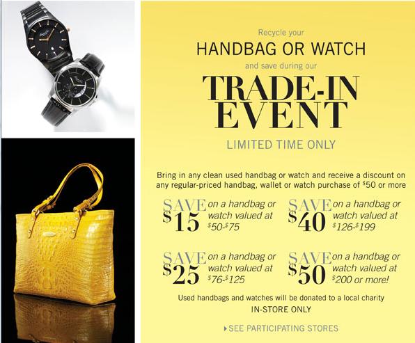 Pictured: Retail store Dillardâ€™s Watch or Handbag Trade-in Event
