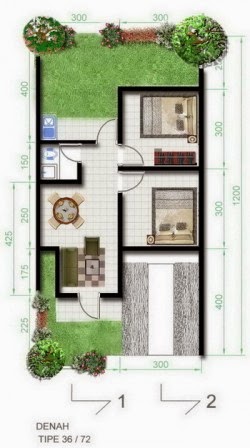 20 Gambar Denah Rumah  Minimalis Type  36  1 Lantai  Home 