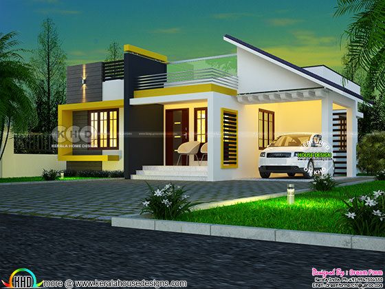 One floor contemporary style 3 BHK home plan