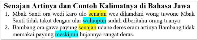 Senajan Artinya dan Contoh Kalimatnya di Bahasa Jawa