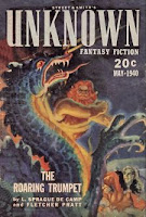 Cover by M Isip of Unknown Fantasy Fiction magazine, May 1940 issue