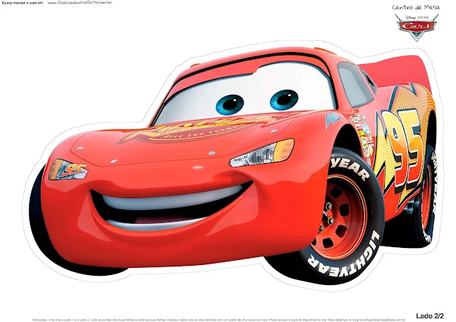 Rayo McQueen of Cars: Free Printable Table Centerpiece.