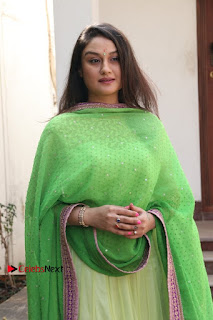 Actress Sonia Agarwal Stills in Green Anarkali Dress at Agalya Tamil Movie Launch  0012.jpg