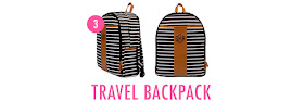 striped monogrammed travel backpack