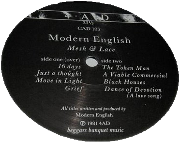 1981 Mesh and Lace Vinyl Modern English