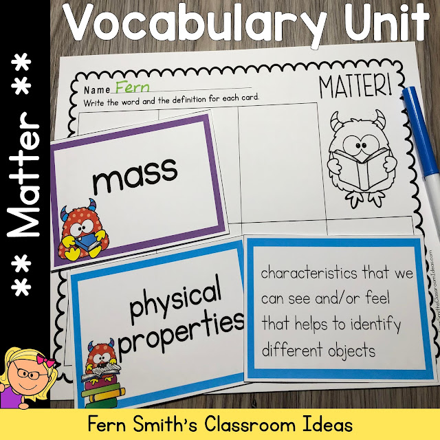 Click here to download the matching Matter - A third Grade Science Vocabulary Unit to USE TODAY in your classroom!