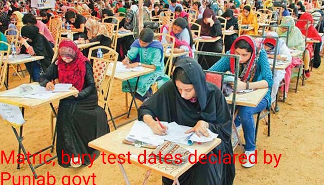 Matric, bury test dates declared by Punjab govt