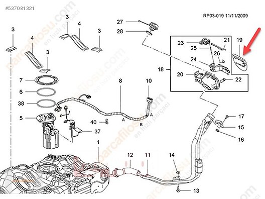 Cửa đổ xăng xe Cruze chính hãng GM