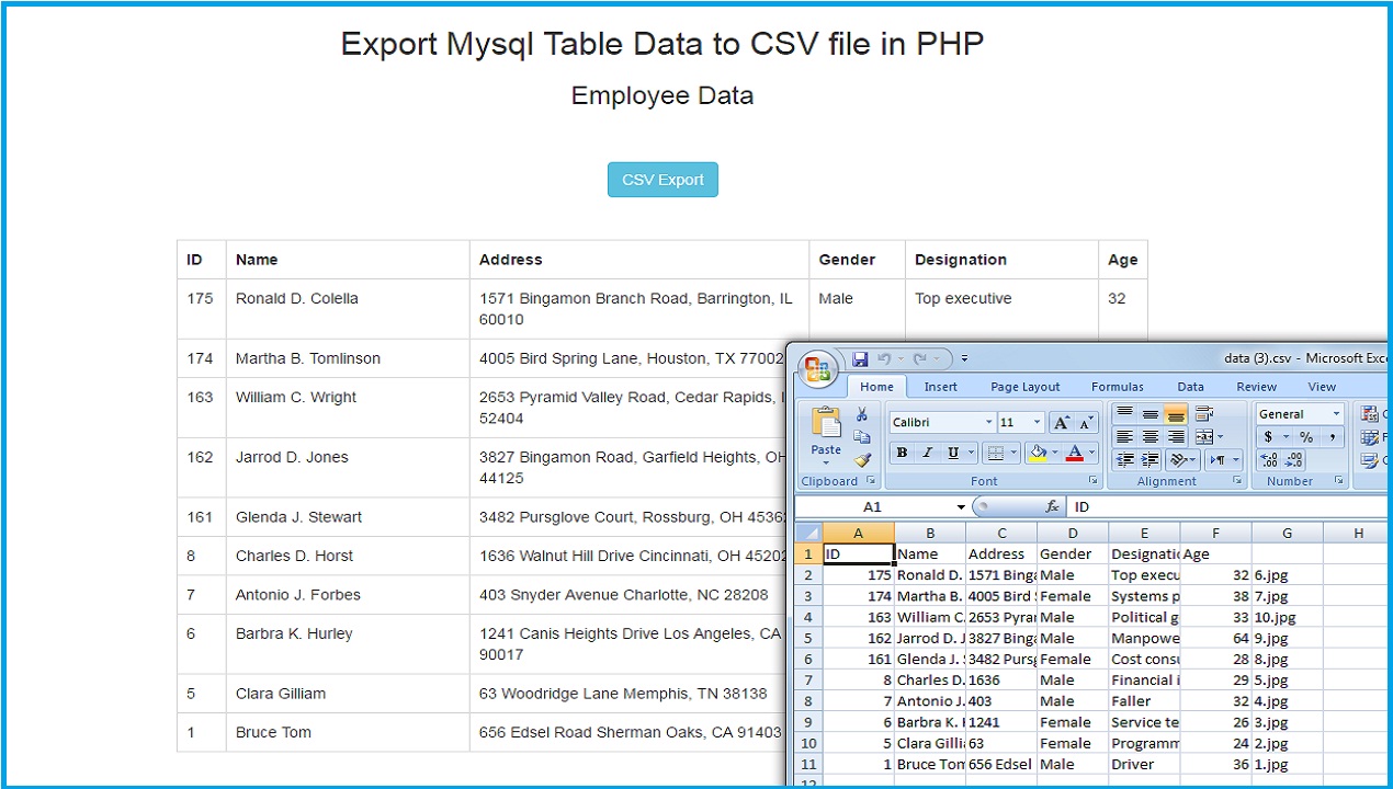 How To Import & Export CSV With PHP MySQL - Simple Example download csv file in php example