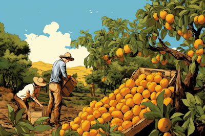 harvesting pears