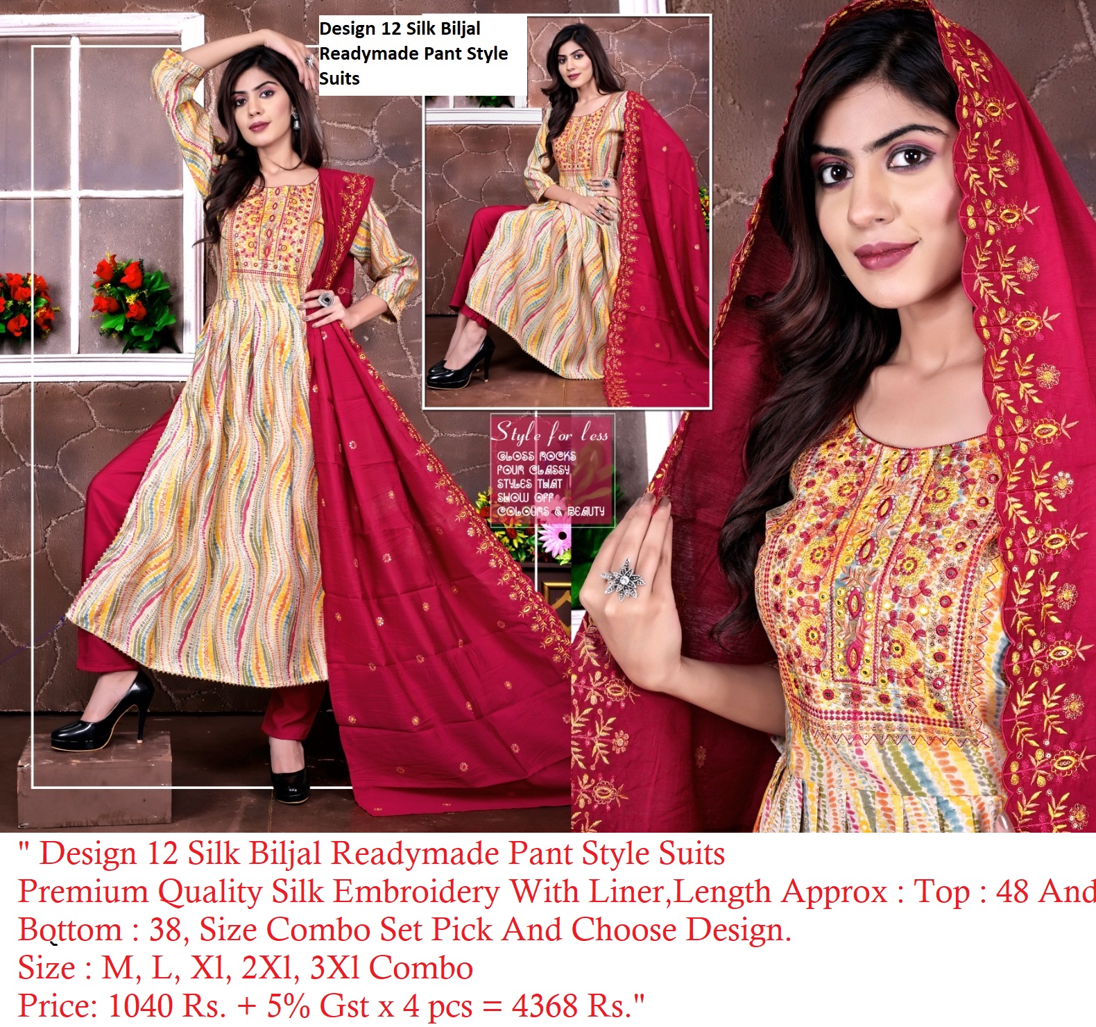 Biljal Design 12 Silk Readymade Pant Style Dress Catalog Lowest Price