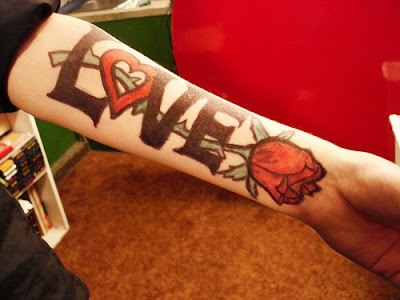love tattoo with a rose
