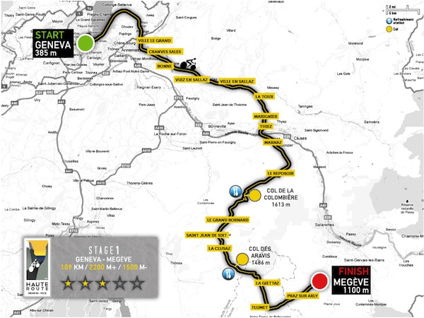 carte de l'étape 1 de la haute route