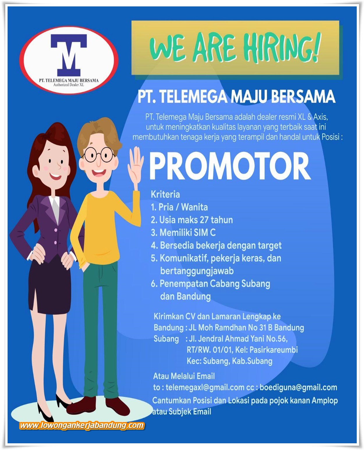 Lowongan Kerja Bandung Promotor PT. Telemega Maju Bersama ...