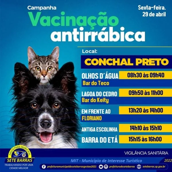 Campanha de Vacinação antirrábica  em Sete Barras