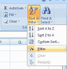 filter di ms excel