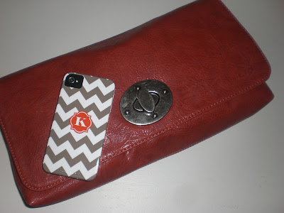 Zigzag Chevron iPhone Case Taupe with Initial