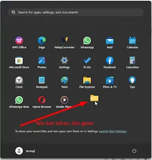 Menggeser Folder di Menu Start Windows 11