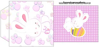 Easter Bunny with Pink and White Squares: Free Party Printables.