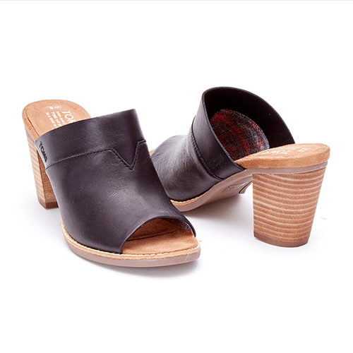 Black Leather Majorca Mules Shoes