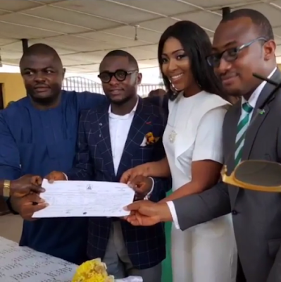 Lilian Esoro and Husband Ubi Franklin wed at Ikoyi Registry 6