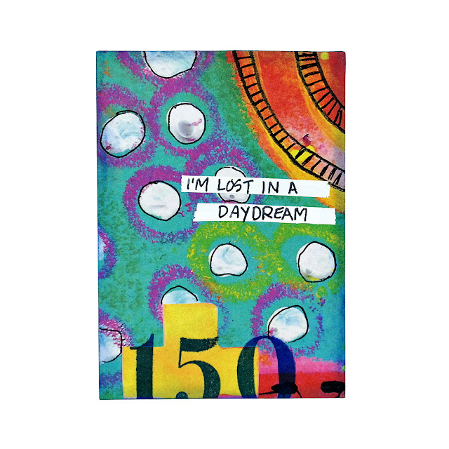 Colorful Mixed Media Collage Artist Trading Card with The Lovin' Spoonful Daydream Song Lyrics