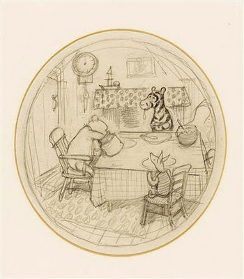 pooh tigger and piglet at a table