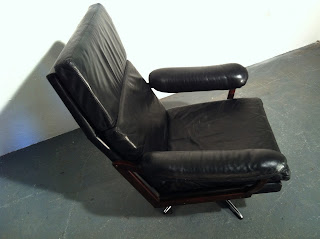 Andre Vandenbeuk Rosewood leather swivel armchair