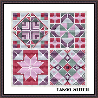 Easy tiles sampler cross stitch ornament pattern  - Tango Stitch