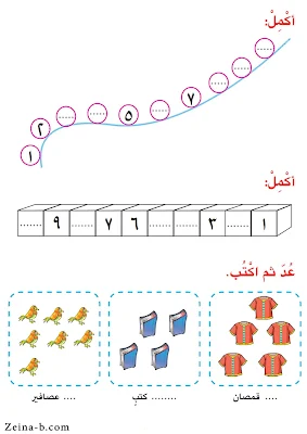 تمارين على الارقام من واحد لعشرة 1 الى 10