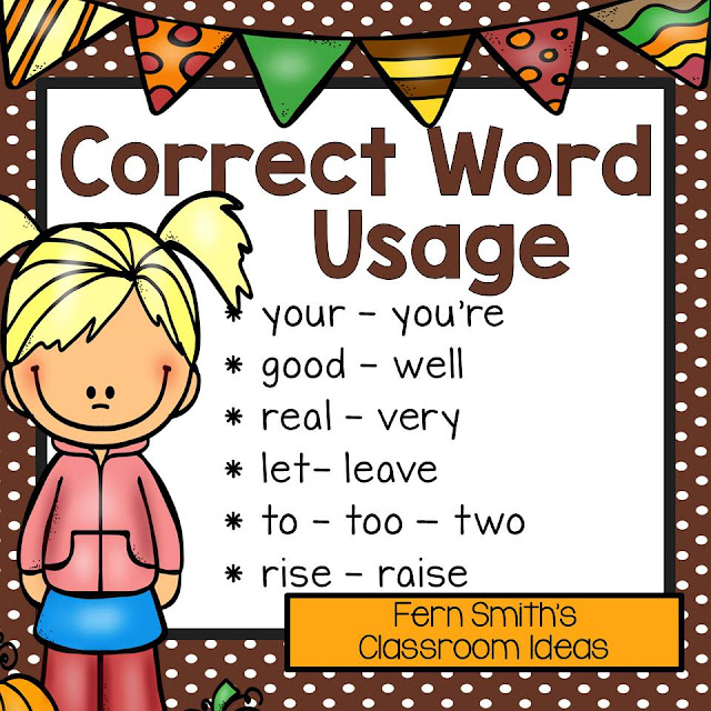 Fern Smith's Classroom Ideas Fall Correct Word Usage - Set Two - Task Cards, Definition Posters, Recording Sheets and Answer Keys Perfect for Back to School and Autumn Scoot, Centers and Homework at TeacherspayTeachers.