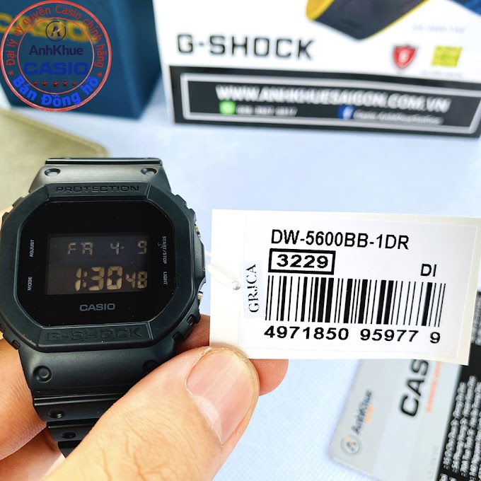Đồng hồ nam G-SHOCK chính hãng Casio Anh Khuê DW-5600BB-1DR bền - dây đeo bằng nhựa