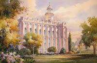 Roland Lee painting of St. George LDS Temple