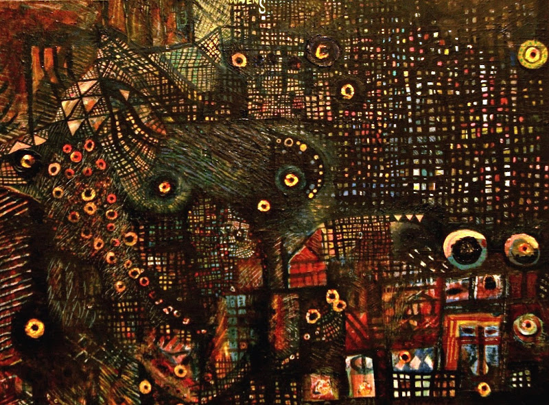 the Night of Sparkling Towers, by SRS, oils on canvas