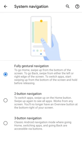 Toggle Fully Gestural Navigation option