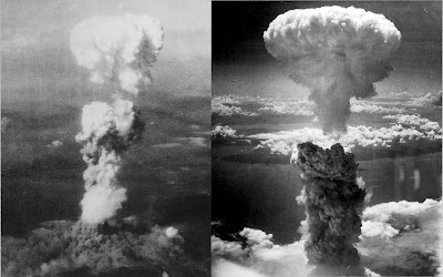 Atomic Cloud over Hiroshima (left) and Nagasaki (right)