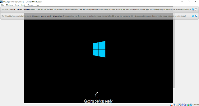 windows 10 VM installing