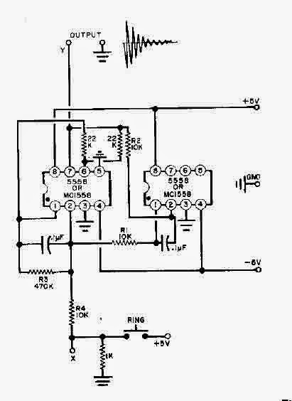 Simple Two 555 Timers Bell Circuit Diagram